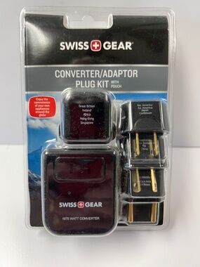 SWISS GEAR Converter/Adapter Plug Kit With Pouch-Worldwide Global Electric Black
